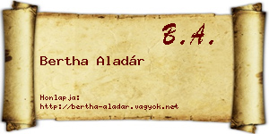 Bertha Aladár névjegykártya